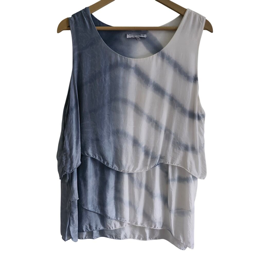 Tempo Paris Layered Tie Dye Silk Blend Sleeveless Blouse Size X-Large